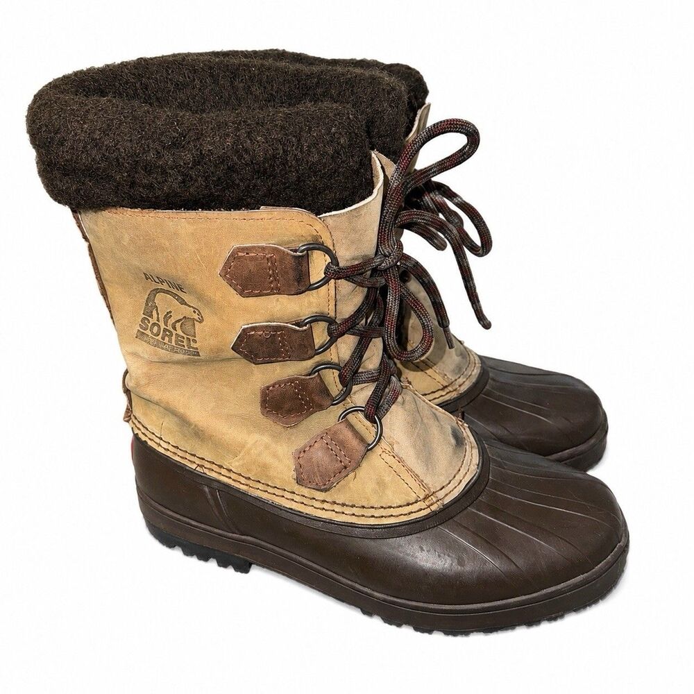 Vintage Sorel Alpine Snow Boots Womens 7 Kaufman Canada Brown Tan Winter